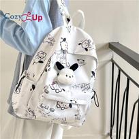 Cozy Up moteriška minimalistinio rašto kuprinė vidurinių ir vidurinių mokyklų moksleiviams, laisvalaikio grafiti kuprinė 30cm * 14cm * 42cm rožinė