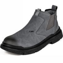 Fashion Slip On Safety Shoes Men Steel Toe Welder Shoes Stab Proof Anti-spark Work Safety Boots Man Construction Anti-smash Chelsea Boot 37