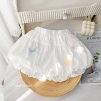 Girls' Summer Shorts Solid Color Bow Flower Bud Pants Women's Treasure Summer Style Sweet Versatile Pants 90