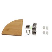 Wall Mount Corner Rack Fan Shaped Solid Wood Storage Shelf and Mounting Kit for Kitchen Living Room 22x22cm / 8.7x8.7in