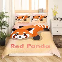 Mielas Raudonosios Pandos Antklodės Užvalkalas Karališko Dydžio, Rožinis Meilės Žvaigždžių Patalių Komplektas Kawaii Animaciniai Gyvūnai Antklodės Užvalkalas Mergaitiškas Saldus Dygsniuotos Antklodės Užvalkalas EU single(135x200cm)