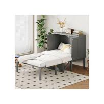 Lit télescopique - MUVOE - 90x200cm - Gain de place - Design morphing - Couleur grise