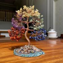Vintage Gemstone Bonsai Tree with Mixed Crystal Stones Chakra Healing Feng Shui Decorative Tree Positive Energy Crystal Tree