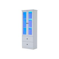 LED vitrina - Moderni - 165 cm - Matinė balta - 2 stalčiai - Nuotolinio valdymo pultelis 16 spalvų balta