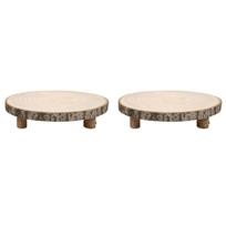 ABMH-2Pcs 11 Inch Wood Cake Stand, Round Wooden Cupcake Pedestal, Paulownia Wood Slice With Legs, Rustic Cake Holder Wooden