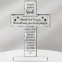 Cross Plaque, Christian Standing Cross Inspirational Gifts with Bible Verse and Prayers, Sunflower Religious Scripture Gifts for Women Men Friends Mo 16*10.5cm
