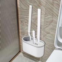 3PCS 3-in-1 Toilet Brush Set 360° Cleaning Wall-Mounted Corner Gap Brush Set Long Handle Silicone Toilet Cleaning Brush Set