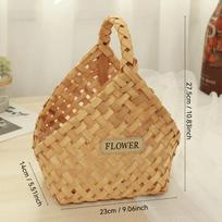 Wood Chips Wicker Basket Handmade Flower Basket Durable Storage Basket  Photo Props Style 3