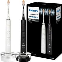 Philips Sonicare DiamondClean 9000 Electric Brush Stand Toothbrush, 2-Pack (Premium All-in-One Heads/Charger Included) HX9914/58 White/Black