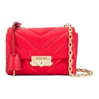 Michael Kors Mk Cece Gold Buckle Chain Solid Flap Commuter Leather Shoulder Bag Crossbody Women bags Red 32T9G0EC1L683-BRIGHT-RED Basic Set (Bag+Dust Bag)