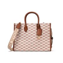 Michael Kors MK Mirella Classic Monogram Tote Commuter Fashion Women Tote Bag Beige Brown 35S2G7ZT6J-299 Medium