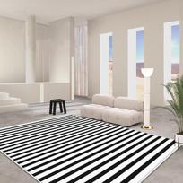 French Black White Stripe Carpet Non Slip Rug for Living Room Bedroom Luxury Home Decoration Study Cloakroom Mat 60*90cm