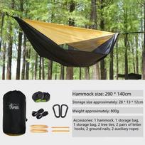 Family Double Camping Hammock with Tarp, Built-in Bug Net & Sun Shade, Anti-Tipping for Safe & Comfortable Outdoor Lounging