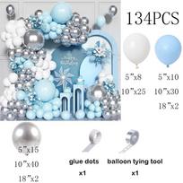 Baby Blue Balloon Arch Kit White Blue Silver Balloons Garland Baby Shower Birtahday Party Wedding Anniversary Decoration Globos AS Picture