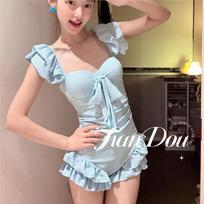 Sea Salt Diary Cool Texture Vacation Jumpsuit Style Swimsuit Two-piece Set Slimming Covering Flesh Soaking In Hot Springs Beaches M