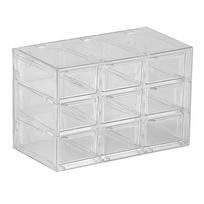 9 Grids Desktop Storage Box Multipurpose Space Saving Divided Drawer Clear Dustproof Storage Container Cosmetic Storage