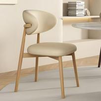 Mid-Century Solid Wood Upholstered Dining Chair for Home, Hotel, or Restaurant - Minimalist Nordic Style with Backrest.