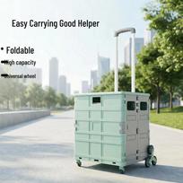 Compact Folding Trolley Cart Black 2-Wheel Medium (with Cover Plate)