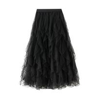 Tulle Skirts for Women A Line Fairy Tiered Skirt Midi High Elastic Waist Long Skirt Layered Flowy Swing Tutu Skirt Women's Mesh High Waist Maxi Skirts One size