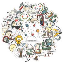 35pcs-100pcs Whimsical Electronics Stickers Cartoon Cartoon Faces DIY Stickers Stationery Stickers For DIY Phone Guitar Laptop