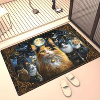 Cat moon space galaxy rug pet lover decor fantasy art carpet living room floor mat mystical animals home decoration 50x 80cm