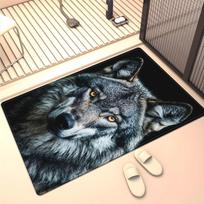 Realistic wolf face close up crystal velvet carpet animal portrait rug wild nature theme living room floor mat fierce predator 50x 80cm