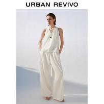 UR2026 Women's High-Waist Wide-Leg Tie-Waist Pants S