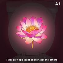 Glow In The Dark Toilet Stickers Luminous Flower Design Self Adhesive Removable Wall Decor Bathroom Night Light Kids Room
