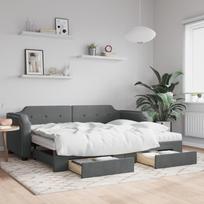 Vidaxl Sofa Rozsuwana Z Szufladami, Ciemnoszara, 90X200 Cm, Tkanina