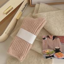 Thermal Thick Mid Tube Socks Stripes Long Socks for Women Fashion Cashmere Winter Warm Velvet Socks One Size