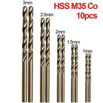 10pcs/set with Enhanced HSS M35 Cobalt Drill Bits 1-3mm Metal Stainless Steel High-Speed Steel Cobalt Coated Drill Bits