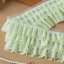 New 13CM Wide 3D Pleated Mesh Chiffon Fabric White Black Three Layers Embroidered Ruffle Trim Apparel Collar Sewing Decor DIY