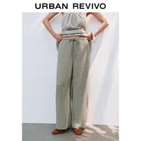 Women's Elastic Waist Drawstring Wide-Leg Trousers L