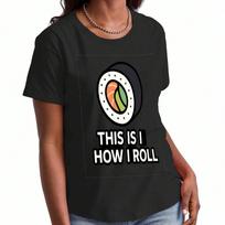 Sushi Lover Wounisex's Cotton T Shirt, Premium Cotton Print, Durable And Casual Fashion. Just A Girl Who Loves Sushi Graphic Tee, Comfortable And Styl S