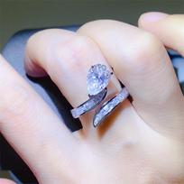 3 Carat Moissanite Water Drop Twisted Ring in D Color, New Arrival for Women, European and American Style. Size 10