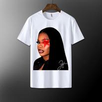 Jt Big Face Red Star Pink Graphic Unisex T-shirt Fabric Womenswear Fits Summer Unisex T-shirt M