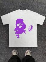 Handsome Men S Side Face Printed Casual Crew Neck T-Shirt For Unisex M