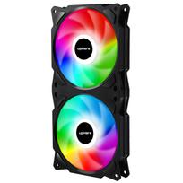 upHere PC Case Fan, Dual Fan, Rainbow LED, PWM, 3-Pin Connector, Daisy-Chain Connection, 24012025mm [PF240CF3]
