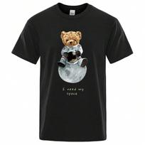 Cute Teddy Bear Imitates American Astronaut  Wounisex T-Shirts Loose T-Shirts Comfortable T-Shirt Wounisex Clothing Graphic T Shirts S