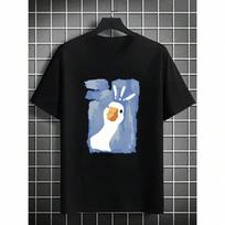 Wounisex's T-Shirt Graffiti Art Confused Duck Print T-Shirt Shirt Summer Loose Top Street Fashion Round Neck Wounisex's Clothing S