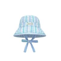 Lightweight Wide-edged Sun Hat Lace-up Wide Brim Fisherman Hat Korean Striped Bucket Hat  Vacation
