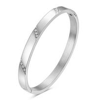 18K Gold 6MM Diamond Inlaid Beveled Edge Stainless Steel Bracelet