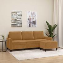 Vidaxl 3-Osobowa Sofa Z Podnóżkiem, Brązowy, 180 Cm, Aksamit
