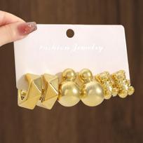 6Pcs/Set Fashion Gold Color Heart Bear Drop Earrings for Women Simple Twisted Metal C-Shape Earrings Elegant Jewelry Gifts