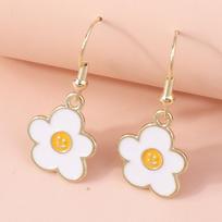 Cute Enamel Flower Drop Earrings for Women Girls Smile Face Dangle Earrings Handmade Kids Jewelry Gifts