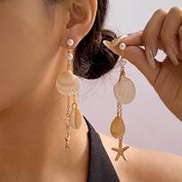 Bohemian Style Starfish Shell Earrings Drop Design Dangle Design Dangle Earrings Shell Design Starfish Design Drop Earrings