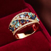 European Luxury Copper Leaf and Branch Design Wide Ring – High-End Style Personalized Finger Ring Size 6