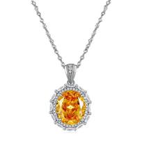 S925 Sterling Silver Clavicle Chain with High Carbon Diamond & Gold Yellow Pendant 925 Silver