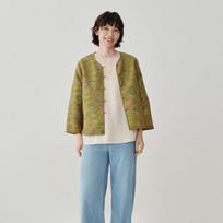 Feinikesi New Chinese Style Silk-Linen Blouse 2XL žolės žalia spalva