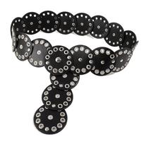 Retro Rivet Wide Belt Zinc Zinc Alloy Concho Waistband Adjustable Disc PU Hollow Belt  Party